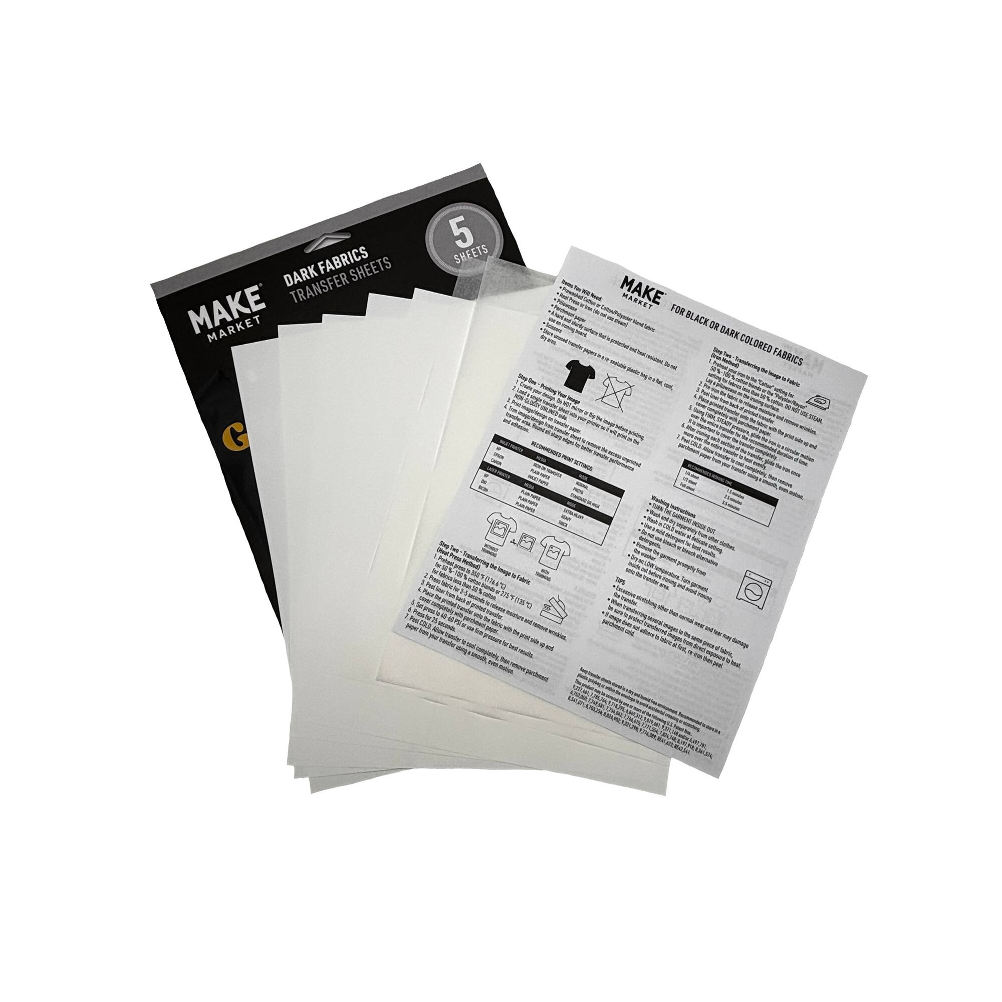 8.5" x 11" Dark Fabric Transfer Sheets